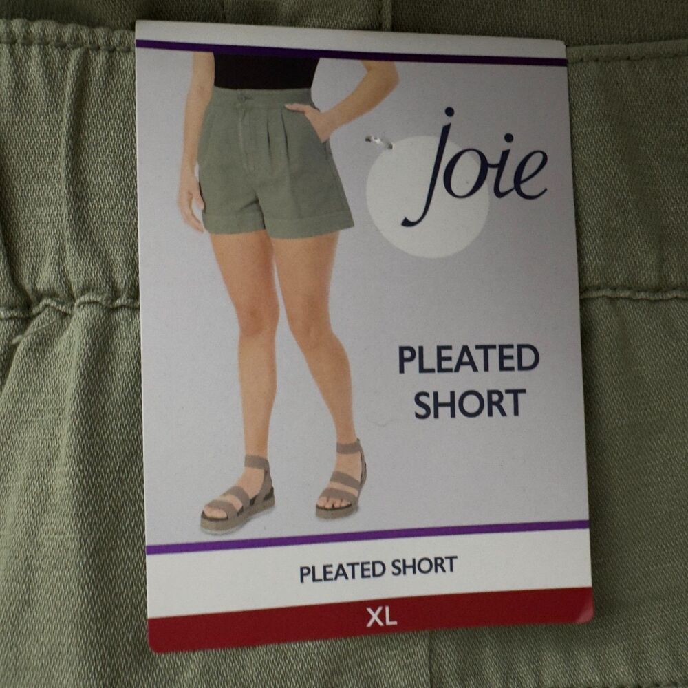 New Joie Cotton Linen Pleated High Waist Shorts Women's Size XL - Picture 5 of 10